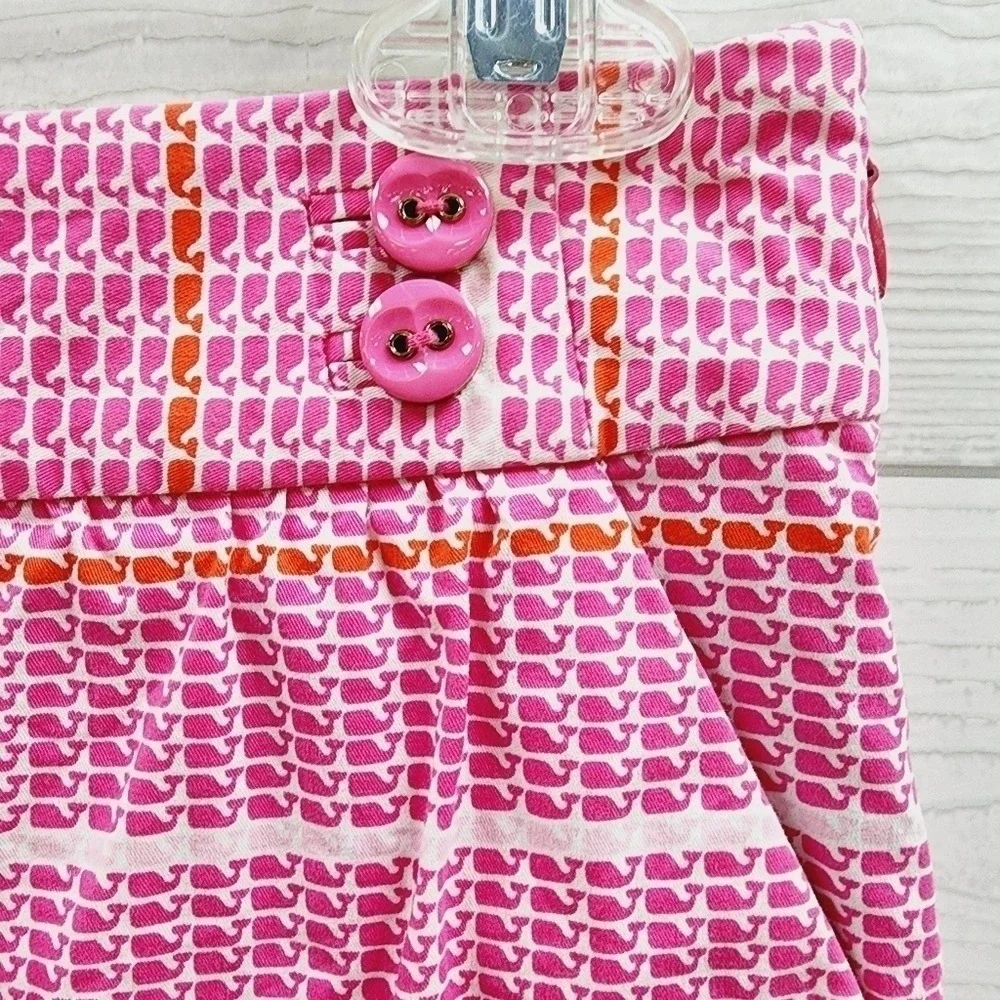 Vineyard Vines Womens Pink Whale‎ Print Mini Skirt Size 4 Preppy Cotton Blend